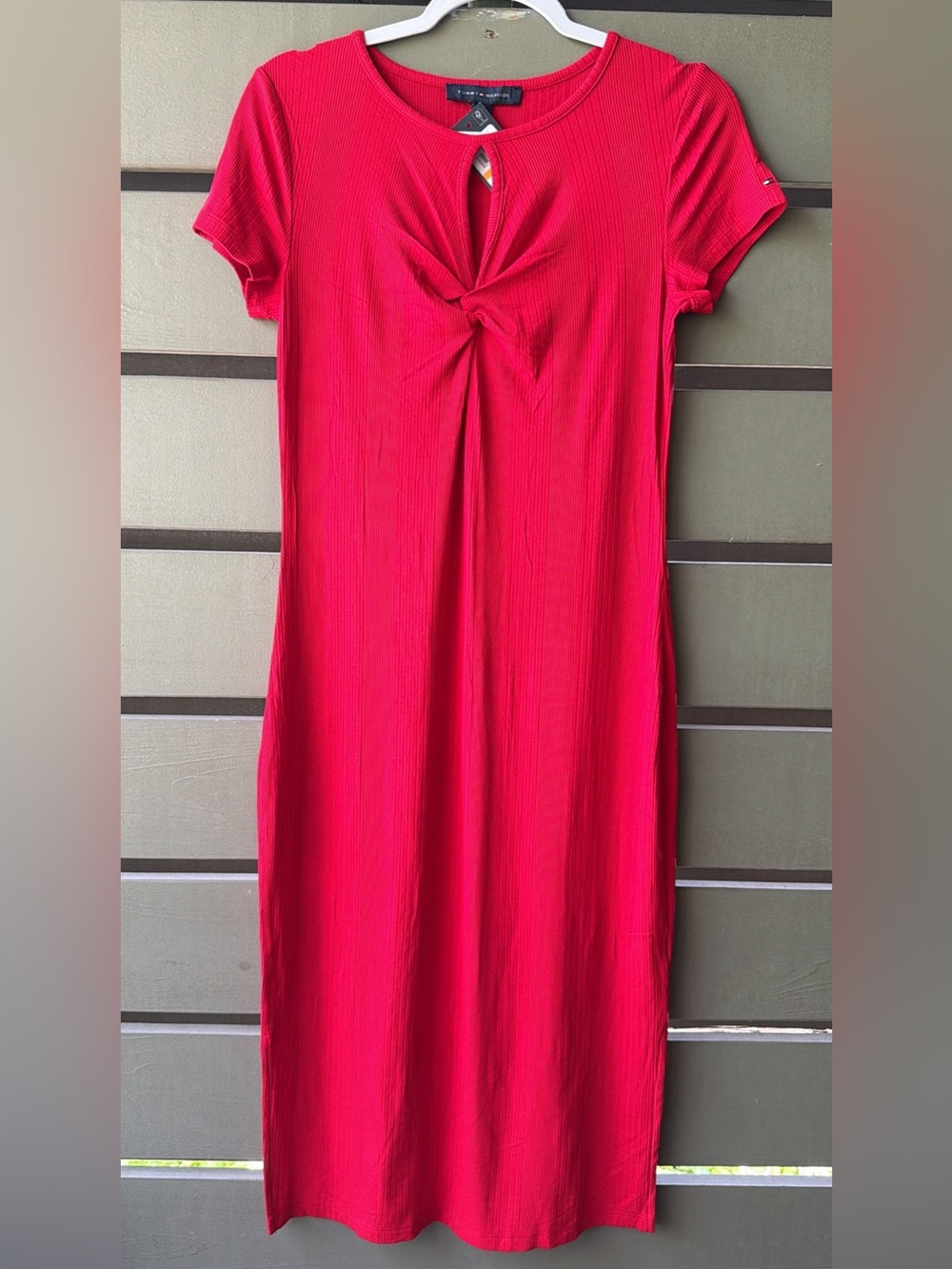Tommy Hilfiger Red Ribbed Knit Dress